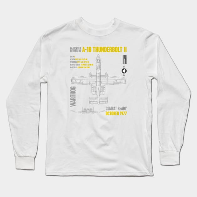 Fairchild Republic A-10 Thunderbolt II Long Sleeve T-Shirt by Mandra